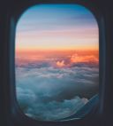 sunset through an airplane window