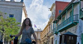 USAC student wandering in the streets of Cuba.