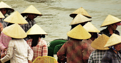 Group of women near the coast in Phan Thiet, Vietnam