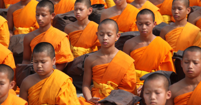 Thai Buddhist Monks meditating