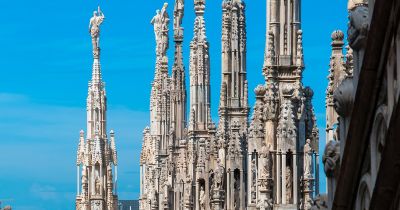 Spires on top of the Duomo in Milan