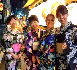 TEFL ambassador in Japan wearing a kimono