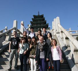 USAC students visiting one of Korea's temples.
