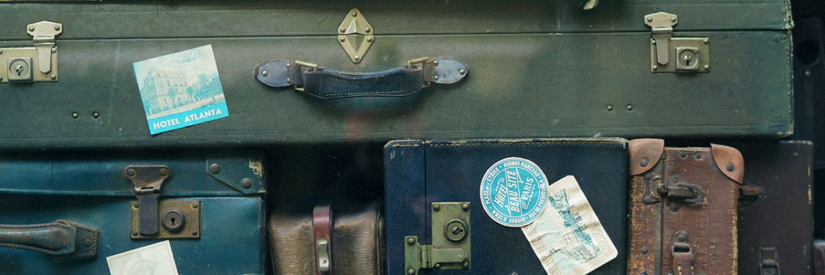 stack of old suitcases