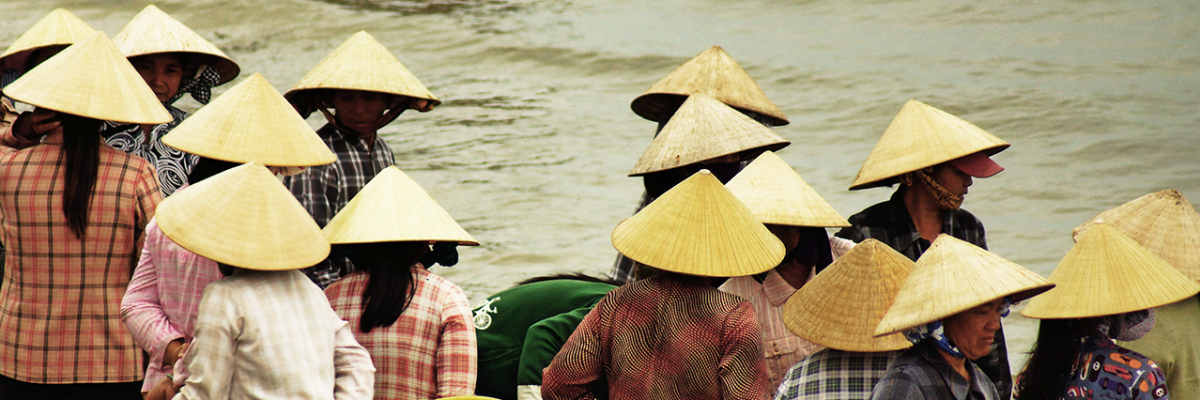 Group of women near the coast in Phan Thiet, Vietnam