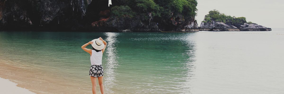 girl standing in water in thailand