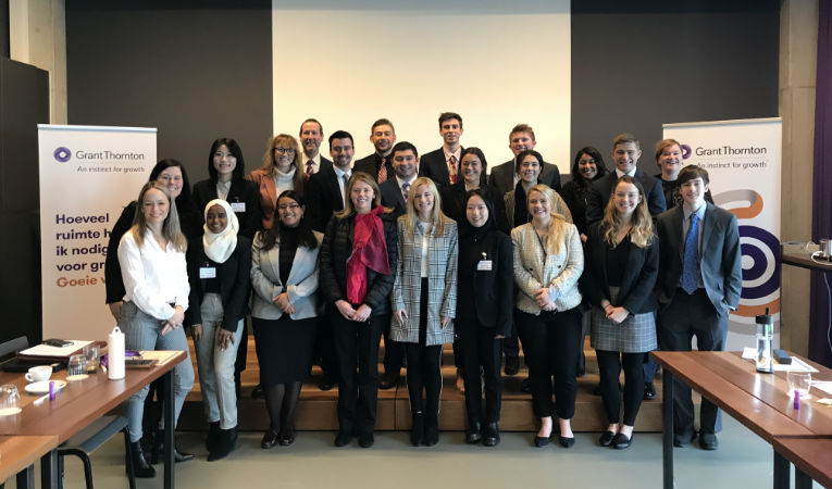 Student group with executives at Grant Thornton in Amsterdam