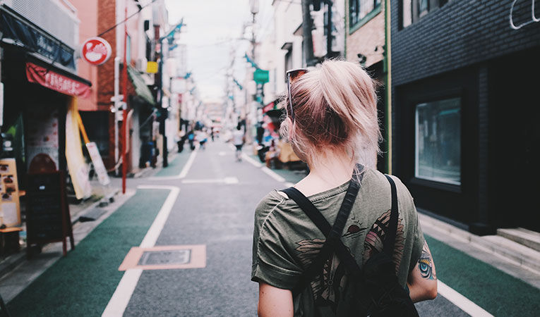 Woman exploring japan