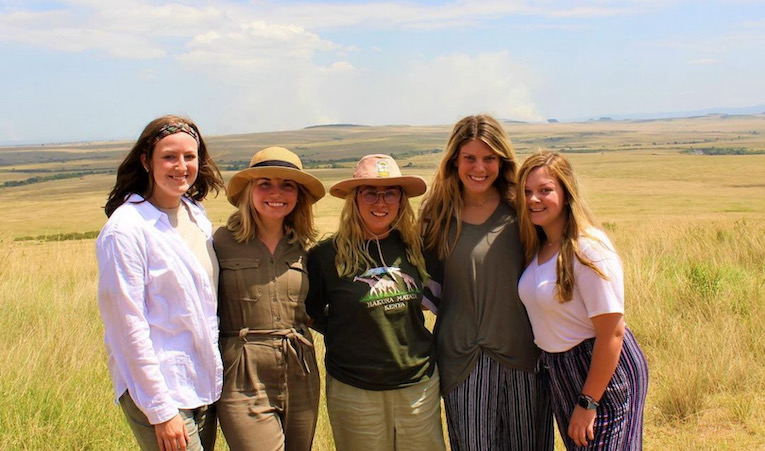group of students on safari with international medical aid
