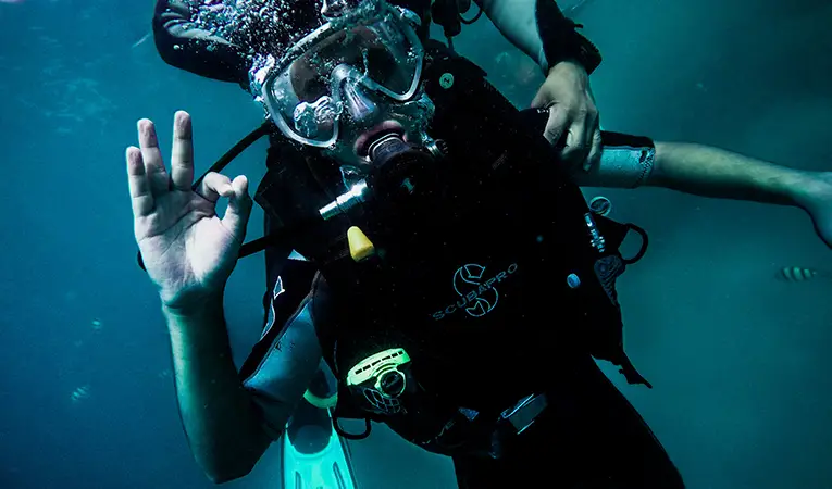 scuba diver in open water