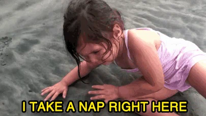 gif, girl crying on beach, I take a nap right here