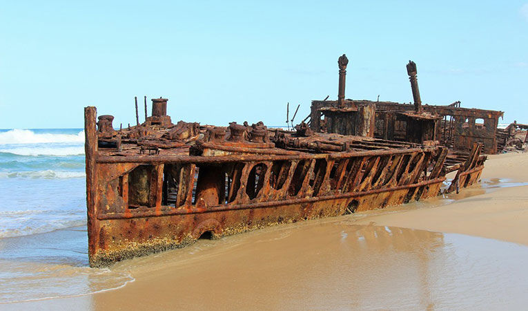 Adventure around Fraser island and explore this eerie and awesome shipwreck!