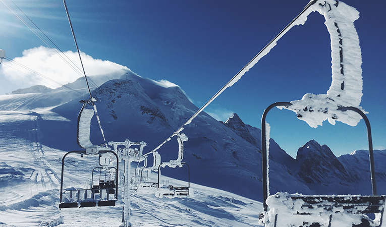 cold snow covered ski lift