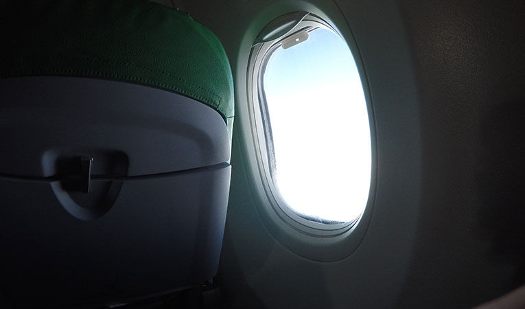 light coming through airplane window