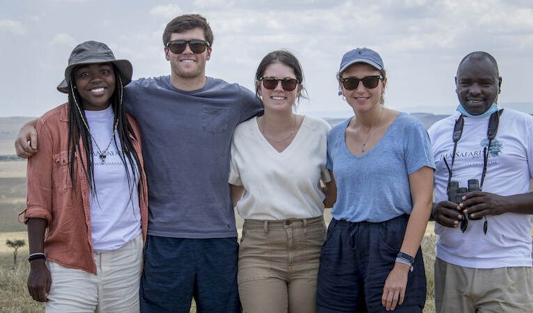 group of students on safari with international medical aid