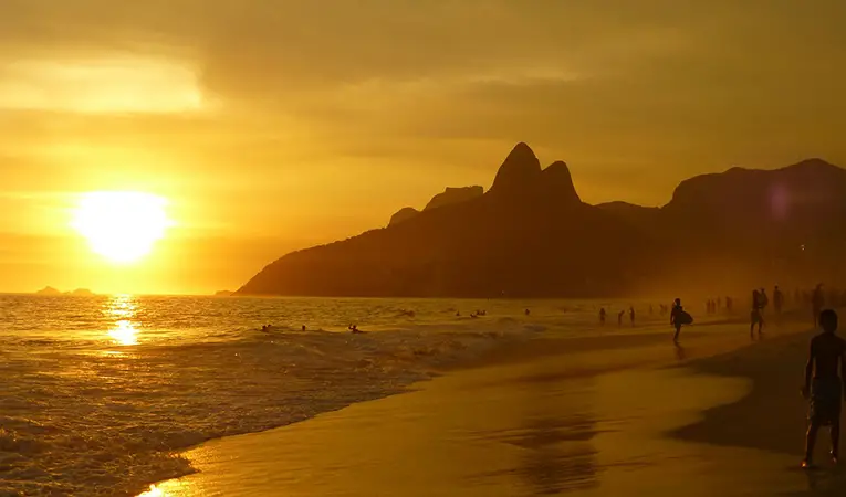 A beach in Brazil at sunset