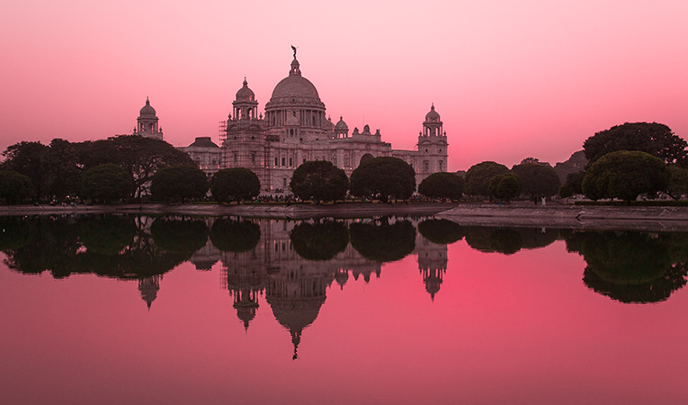 Pink sky in Kolkata, India