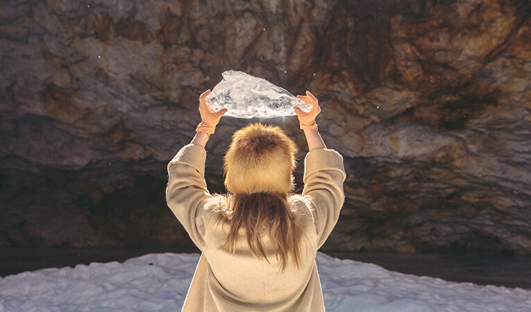 girl holding crystal piece