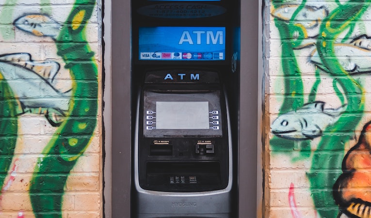 ATM in a decorative brick wall