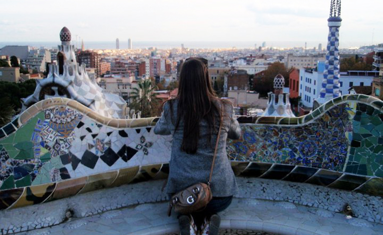 Panoramic view over the city of Barcelona seen from Parque Guell