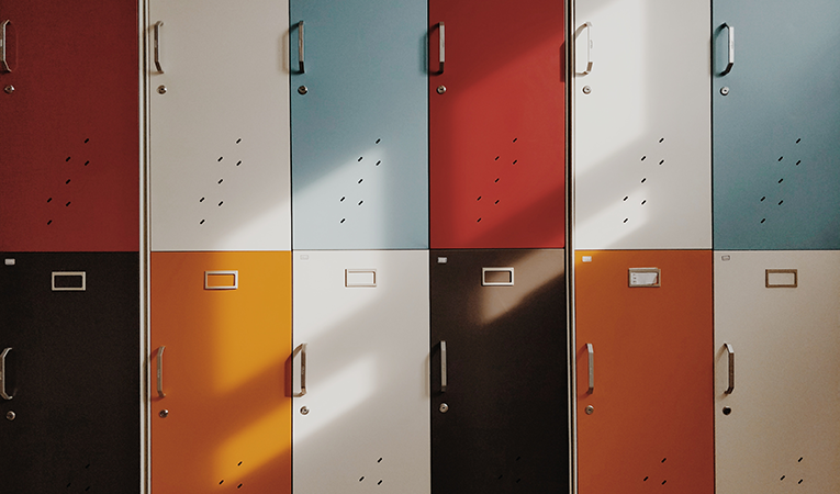 Colorful rows of lockers
