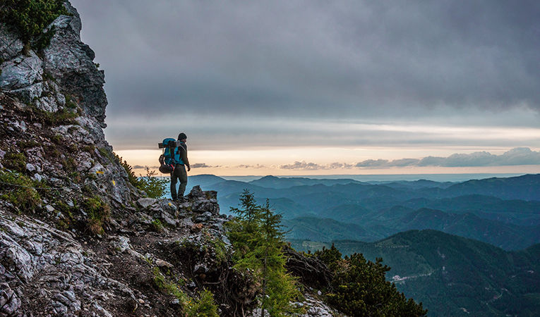 backpacking in Austria, high alps