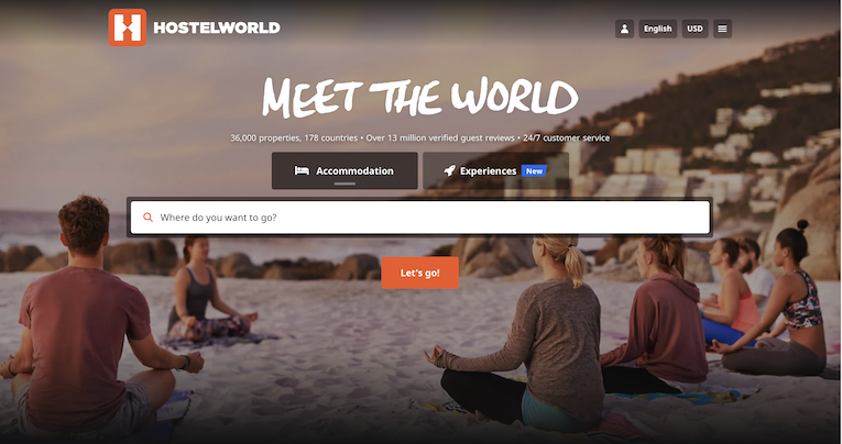 hostelworld homepage