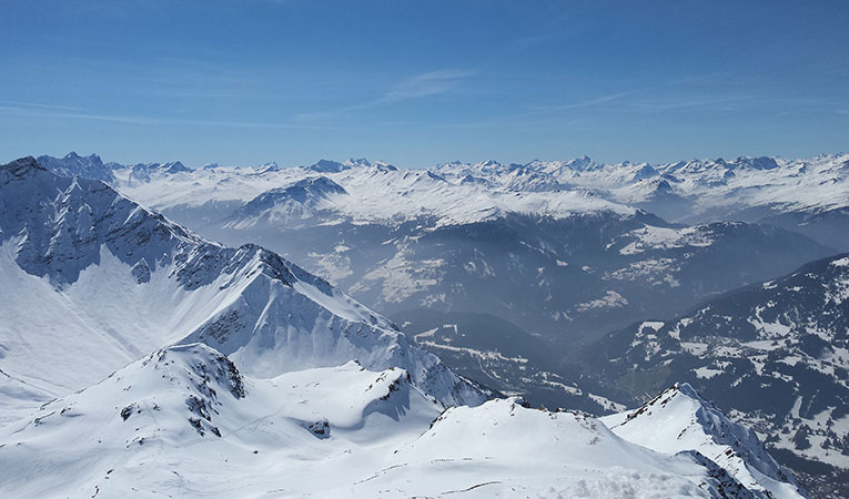 Snowy mountains of Parpaner Rothorn, Switzerland