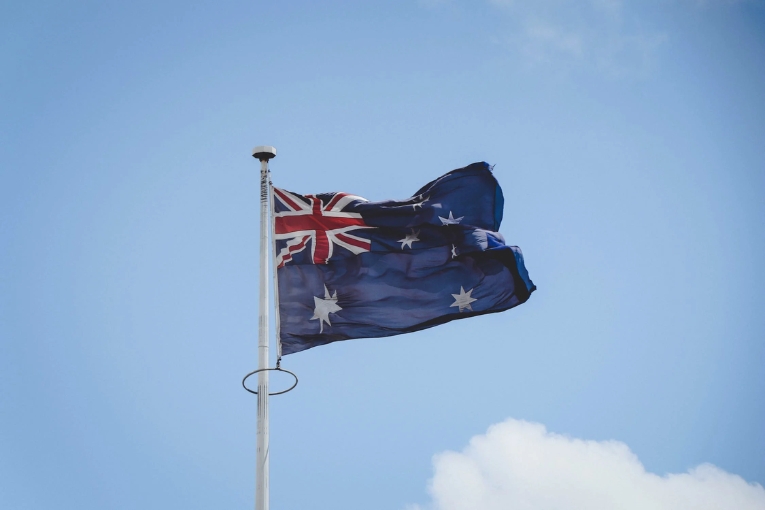 flag of Australia waving in the wind