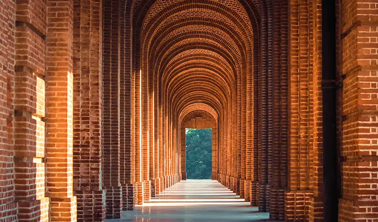 Brick walkway at the Forest Research Institute Dehadrun, India