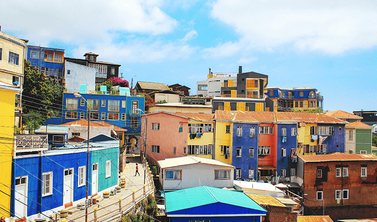 Colorful buildings in Valparaiso, Chile